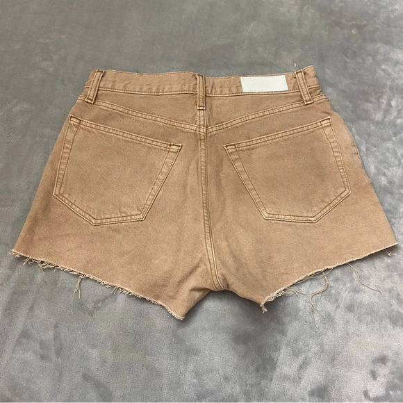 Re/done 70s High Rise Denim Shorts in Washed Khaki/Light Brown - 27429 - Picture 5 of 7